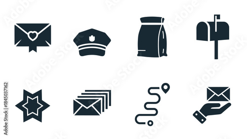 Vector 8 icons set collection for web and business internet design symbols like email mail phone home buttons tags and arrows illustration
