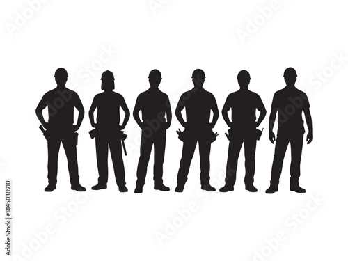 Set Of Workers Silhouettes, Group of worker people silhouette vector illustration