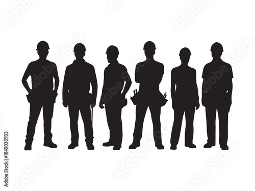 Set Of Workers Silhouettes, Group of worker people silhouette vector illustration