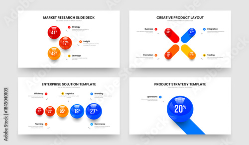 Business Insight 3 4 5 1 Step Diagram Slide Template Bundle. Elegant Innovation Three Four Five One Option Graph Slideshow Layout Vector Illustration Collection.