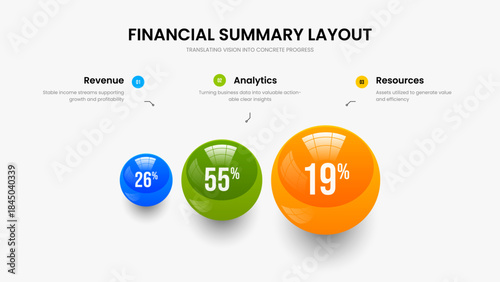 Science Plan Three Option Graph Presentation Design. Visual Launch Slide Template Vector Illustration. Advertising Performance 3 Step Diagram Slideshow Layout.