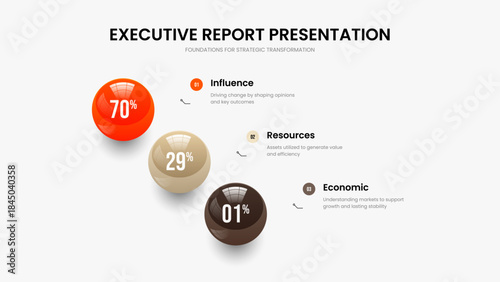 Educational Proposal Presentation Template Vector Illustration. Corporate Review 3 Element Infographic Frame Design. Clean Portfolio Three Step Chart Slideshow Layout.