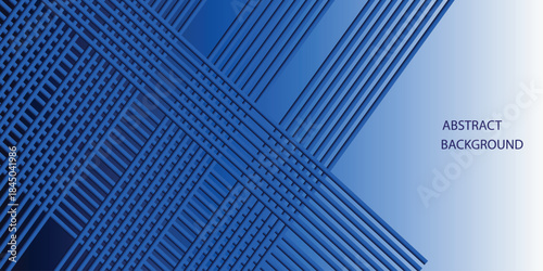 Abstract  dark blue and white modern wide banner with geometric shapes. Vector illustration background  design