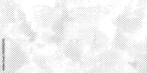 Abstract grunge black and white seamless tile pattern with halftone dots and geometric shapes for vector wallpaper design