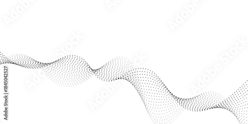 Abstract black smooth wave on a white background. Dynamic sound wave. Design element. Vector illustration.