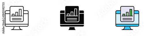 Statistics icon vector. Online data analysis and reporting symbol. vector illustration.