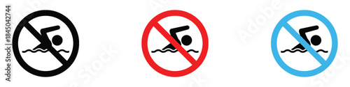 No swimming warning icon vector. restricted water activities symbol. vector illustration.