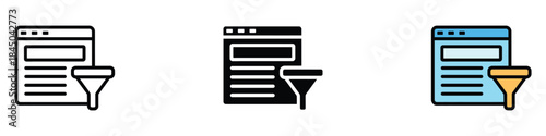 Data Filtering icon vector. digital filtering option symbol. vector illustration.