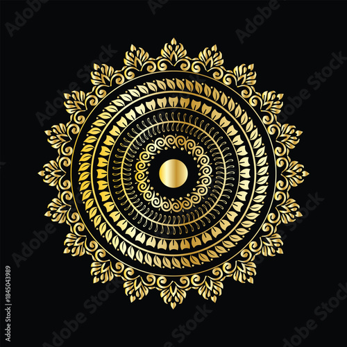 Golden Ornamental Mandala with Floral Details