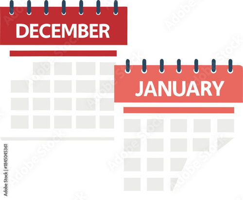 December and January Monthly Calendar Schedule Vector