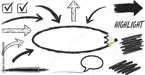 Arrow icon set, upward arrow, curved arrow, jagged arrow, vector silhouette, black graphic, direction symbol, growth trend, data design