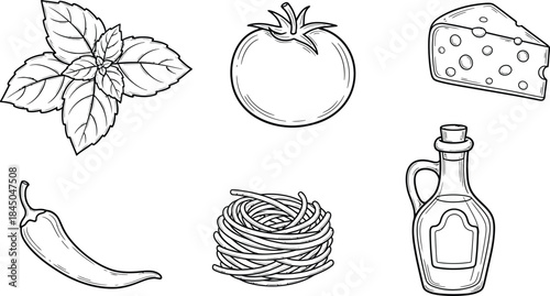 Food, seamless doodle pattern. Endless horizontal texture design with colored sketches, breakfast, morning coffee, lunch snacks. Italian Dolce Vita style scribbles.