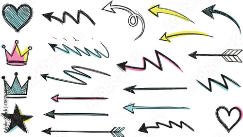 Hand Drawn Arrow Clipart: Black Sketch Arrows, Curved & Bold Arrow Designs