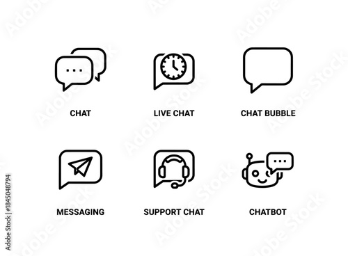 Chat Live Chat Chat Bubble Messaging Support Chat Chatbot Minimal Bold Line Icon