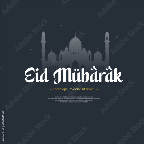 English Text Typography Eid Mubarak art, Elegant Eid Mubarak star Design art, Eid al adha Mubarak Typography Design.