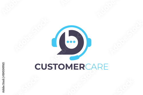 Modern Letter B Customer Care Service Logo Design