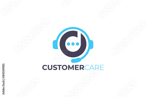 Modern Letter D Customer Care Service Logo Design