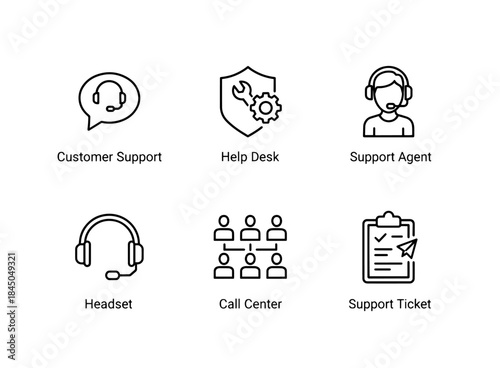 Customer Support Help Desk Support Agent Headset Call Center Support Ticket Minimal