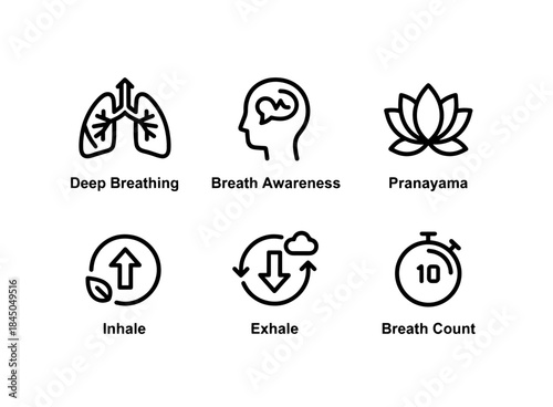 Deep Breathing Breath Awareness Pranayama Inhale Exhale Breath Count Minimal Bold
