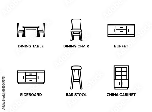 Dining Table Dining Chair Buffet Sideboard Bar Stool China Cabinet Minimal Bold