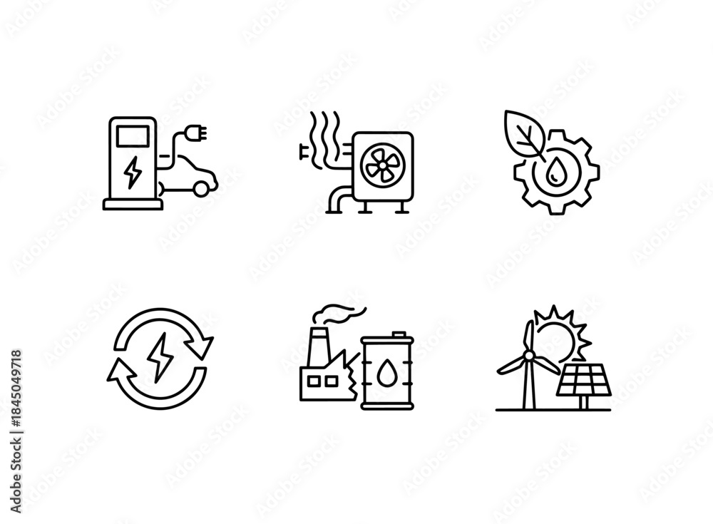 Fototapeta premium Electric Charging Station Heat Pump Biofuel Energy Transition Fossil Fuels Alternative Energy