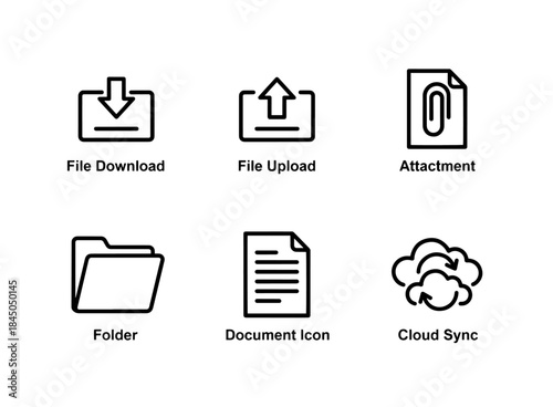 File Upload File Download Attachment Folder Document Icon Cloud Sync Minimal Bold Icon Set