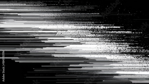 Abstract digital glitch effect with distorted lines and noise