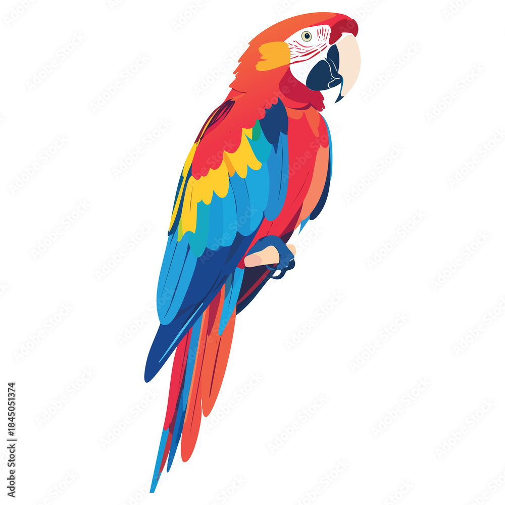 Obraz premium Colorful Parrot Macaw Bird Illustration, Tropical Vector