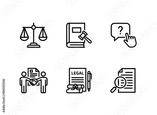 Justice Scale Law Book Legal Advice Legal Consultation Legal Brief Legal Research Minimal Icon Set