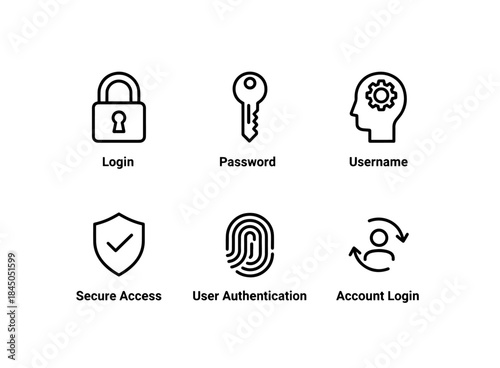Login Password Username Secure Access User Authentication Account Login Minimal Bold Icon Set