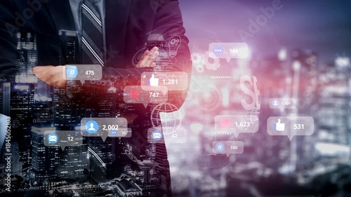 Social media marketing strategy with engagement metrics. Social marketing boosts media visibility. Social media marketing drives traffic. Social media marketing increases engagement. Muxer