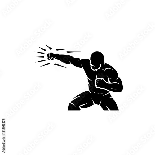 Wrestler vector of a muscular boxer's powerful punch, suitable for sports designs, gym posters, and athletic products branding.