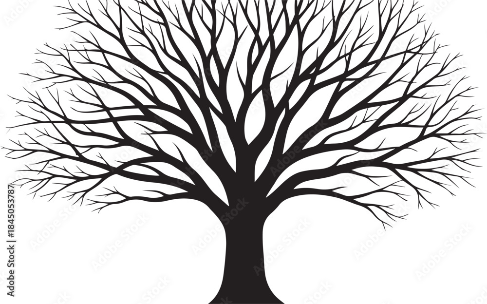 Obraz premium Illustration of black silhouette of a bare tree on