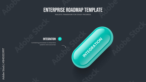 Sales Solution One Step Diagram Slide Layout. Enterprise Plan Frame Design Vector Illustration. Corporate Campaign 1 Option Infographic Slideshow Template.