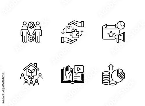 Teamwork Collaboration Event Planning Community Development Volunteer Training Icon Set
