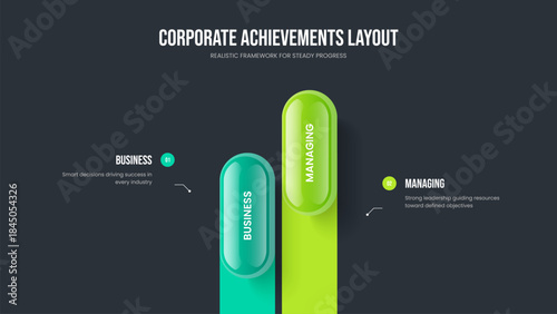 Investor Introduction 2 Element Infographic Presentation Layout. Business Portfolio Frame Template Vector Illustration. Modern Proposal Two Option Diagram Slide Design.
