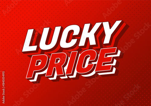 Bold red and white text reading Lucky Price on a red background with dotted pattern.