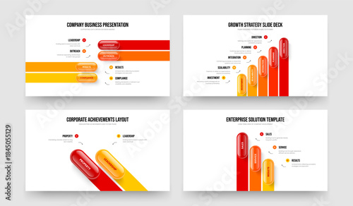 Digital Innovation Four Five Two Three Option Diagram Slide Layout Vector Illustration Set. Visual Introduction 4 5 2 3 Element Infographic Frame Design Collection.