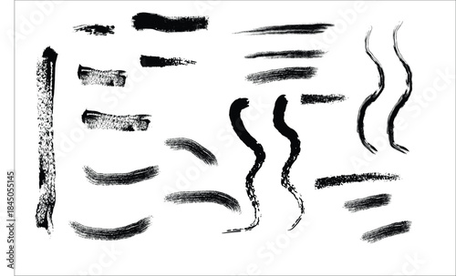 Abstract art black and white brush strokes