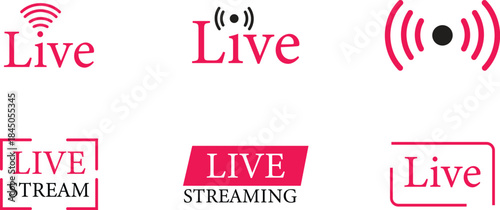Live Streaming Icon set. Vector for streaming, live broadcast, blog, television, shows, live performances, news and various video content. Live broadcasting buttons and symbols. Vector illustration.