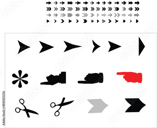 Collection of various editing and navigation icons