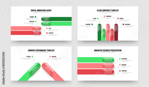 Product Proposal 4 5 2 3 Option Diagram Presentation Design Bundle. Professional Overview Four Five Two Three Element Infographic Frame Template Vector Illustration Collection.