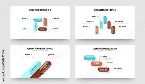 Consulting Forecast 4 5 2 3 Option Infographic Slideshow Template Set. Investor Overview Four Five Two Three Element Diagram Slide Design Vector Illustration Bundle.