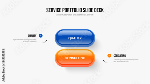 Advertising Planning Two Step Diagram Presentation Design. Service Plan Slide Layout Vector Illustration. Modern Report 2 Element Infographic Frame Template.