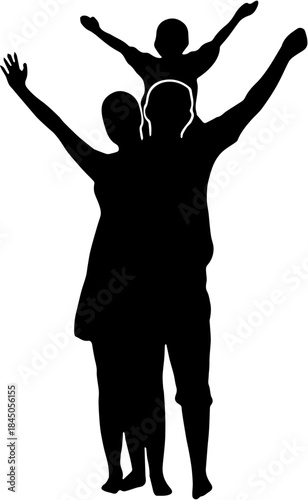 silhouettes of people man and woman with child  illlustration design 