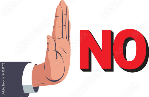 Hand gesture stop no word red letters hand stop gesture