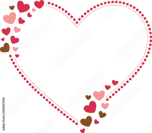 Heart outline adorned with lovely small pink and red hearts