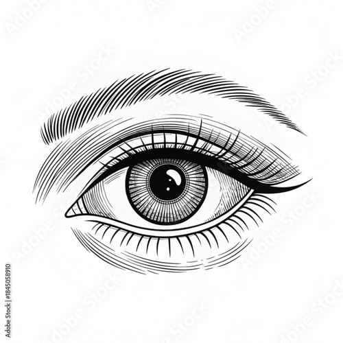 Modern abstract eye one line art outline