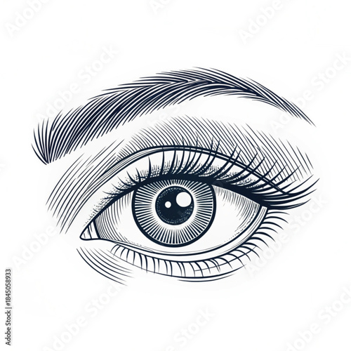 Eye icon minimalist continuous one line vector