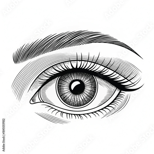 Minimalist eye contour continuous one line drawing